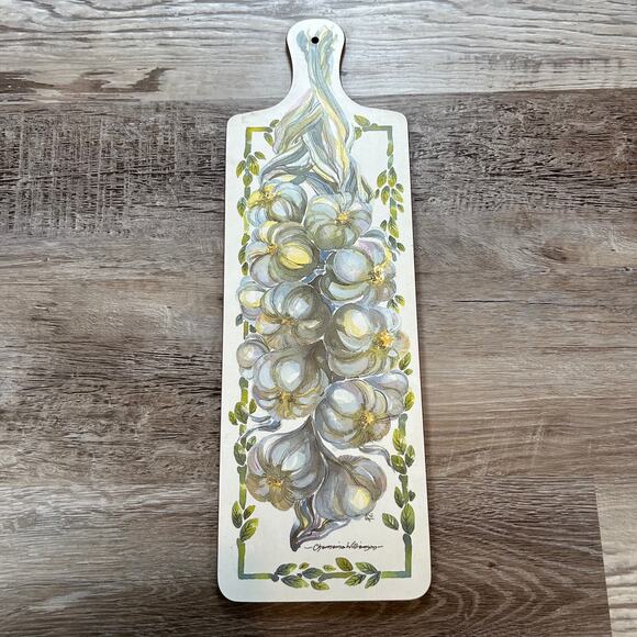 Vintage Garlic Cutting Board Charmaine Williamson Britain Art Kitchen Decor - Picture 1 of 6